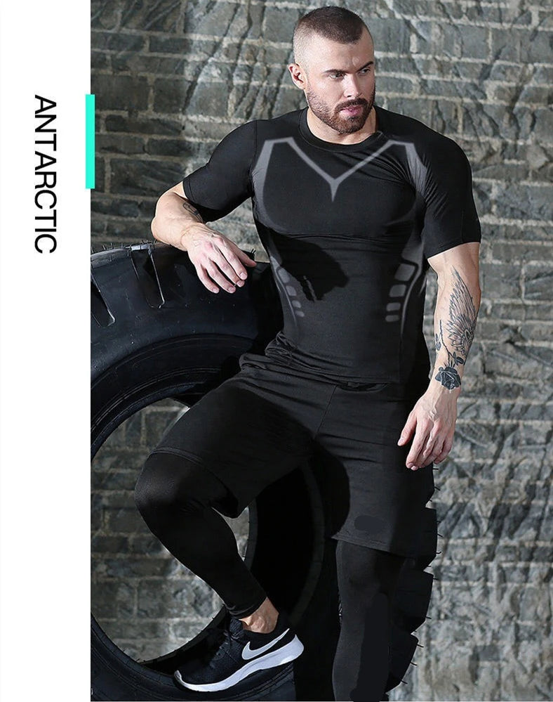 Men's Running Training Sportswear Cycling Slow Running Quick Drying Fitness Clothes Sanda Fitness Exercise Tight Fitting Clothes