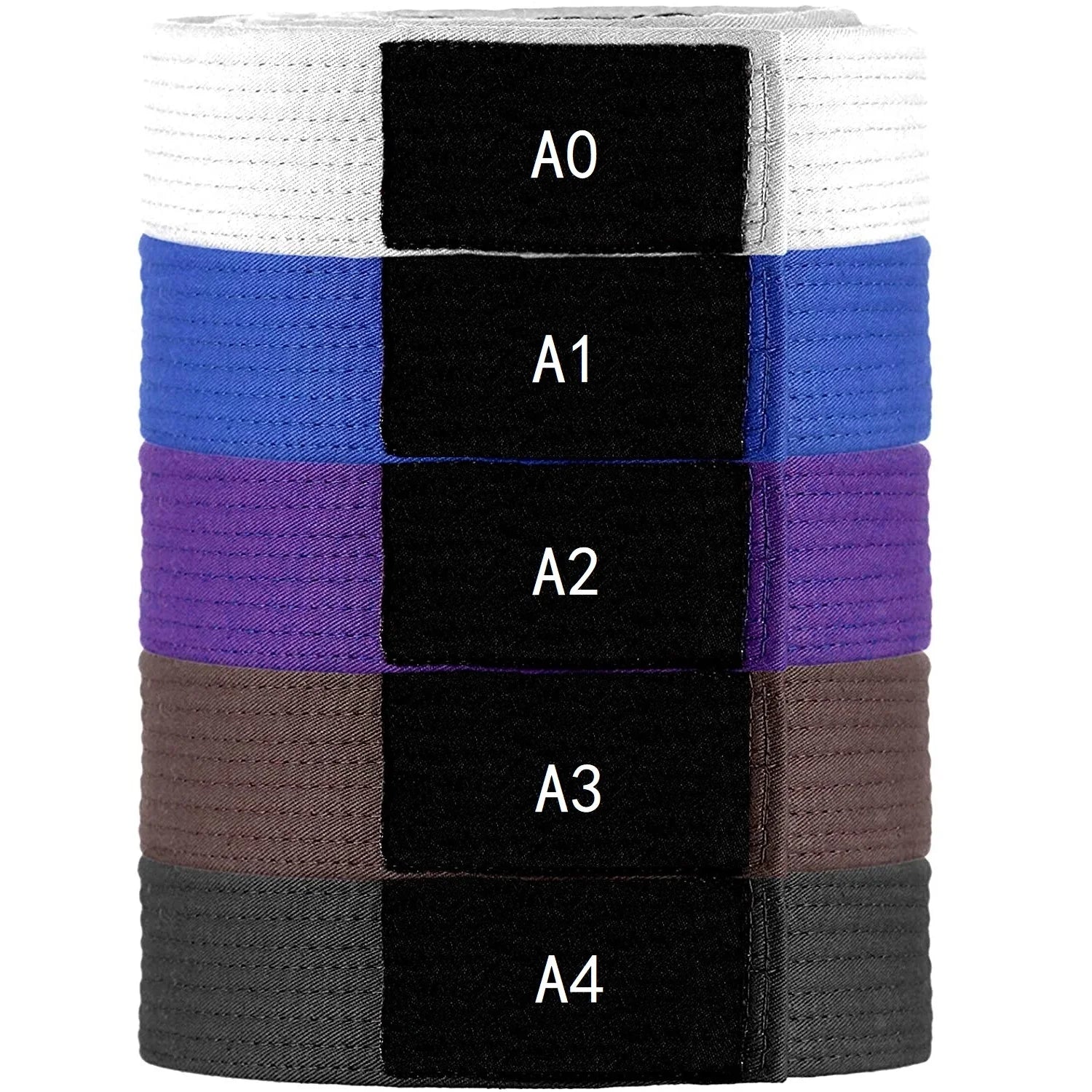 Brazilian Jiu-Jitsu (BJJ) Belts – 215cm-315cm | A0-A4 | Black, Brown, Purple, Blue, White | Free Name Embroider