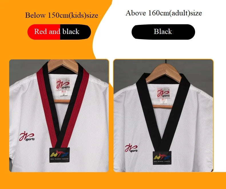 White Taekwondo Uniform For Competition Daily Training WTF Logo Karate Judo Dobok Clothes Children Adult Unisex Martial Arts Gi