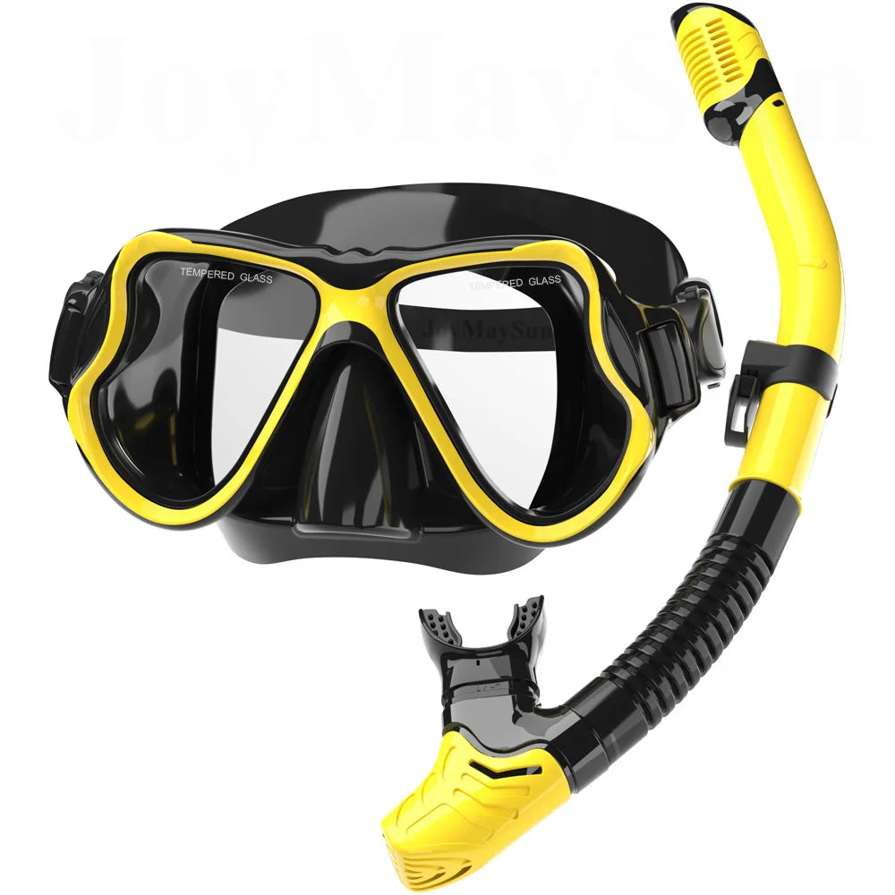 Dry Snorkel Mask Set with Panoramic Anti-Fog View for Adults