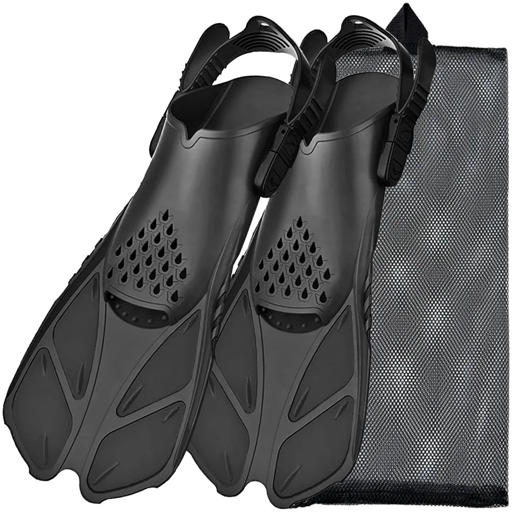 Adjustable Silicone Snorkel Fins for Adults Travel Size