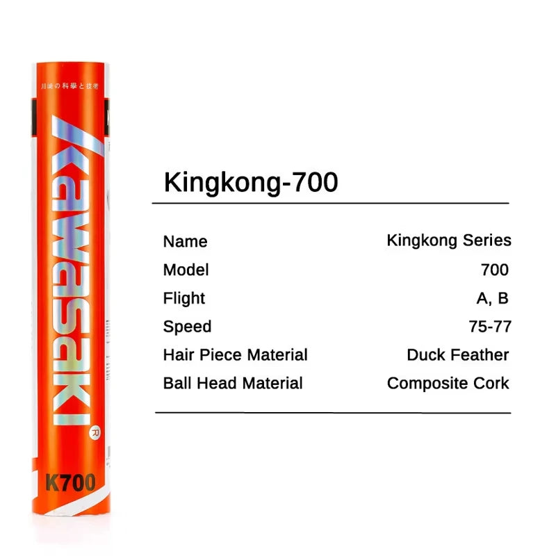 King Kong Duck Feather Shuttlecocks 12-Pack 76-77 Speed