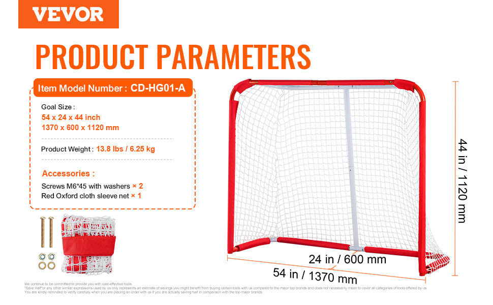 đ VEVOR Portable Steel Hockey Goal for Kids | Lightweight Street & Roller Hockey Training Net