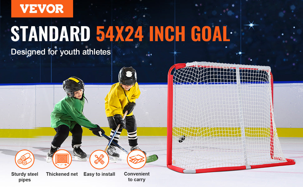 đ VEVOR Portable Steel Hockey Goal for Kids | Lightweight Street & Roller Hockey Training Net