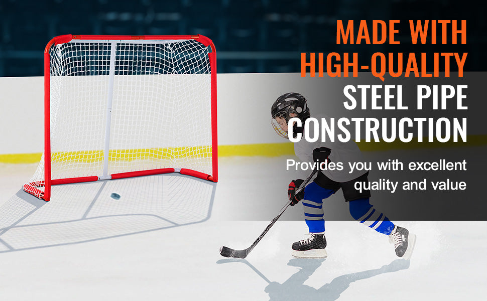 đ VEVOR Portable Steel Hockey Goal for Kids | Lightweight Street & Roller Hockey Training Net