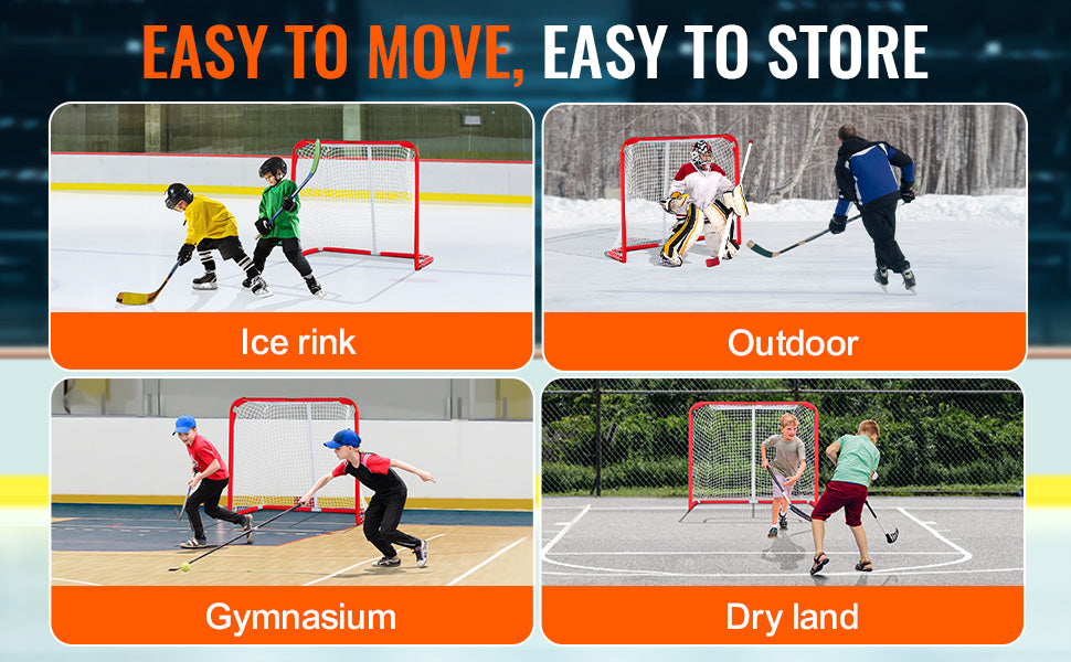 đ VEVOR Portable Steel Hockey Goal for Kids | Lightweight Street & Roller Hockey Training Net
