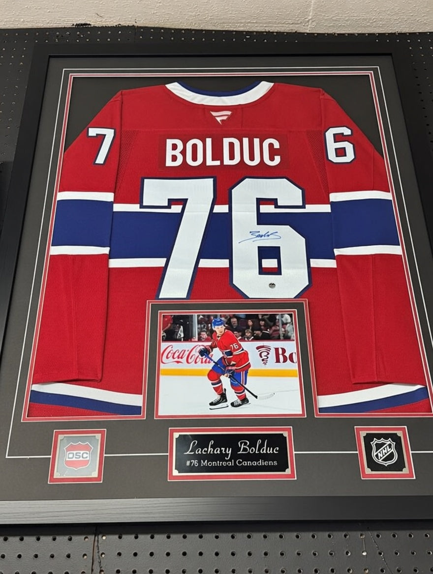 Zachary Bolduc Autographed Montreal Canadiens Framed Jersey