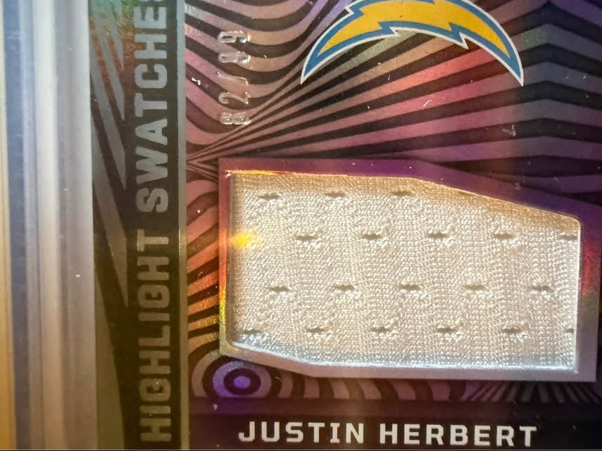 Justin Herbert Football Card Lot – PSA 10 Rookie + Mosaic NFL Debut + Memorabilia Patch /32 | Premium Chargers Collection