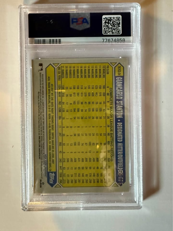 2022 Topps Silver Pack Giancarlo Stanton Purple Refractor PSA 9 Mint – New York Yankees Baseball Card