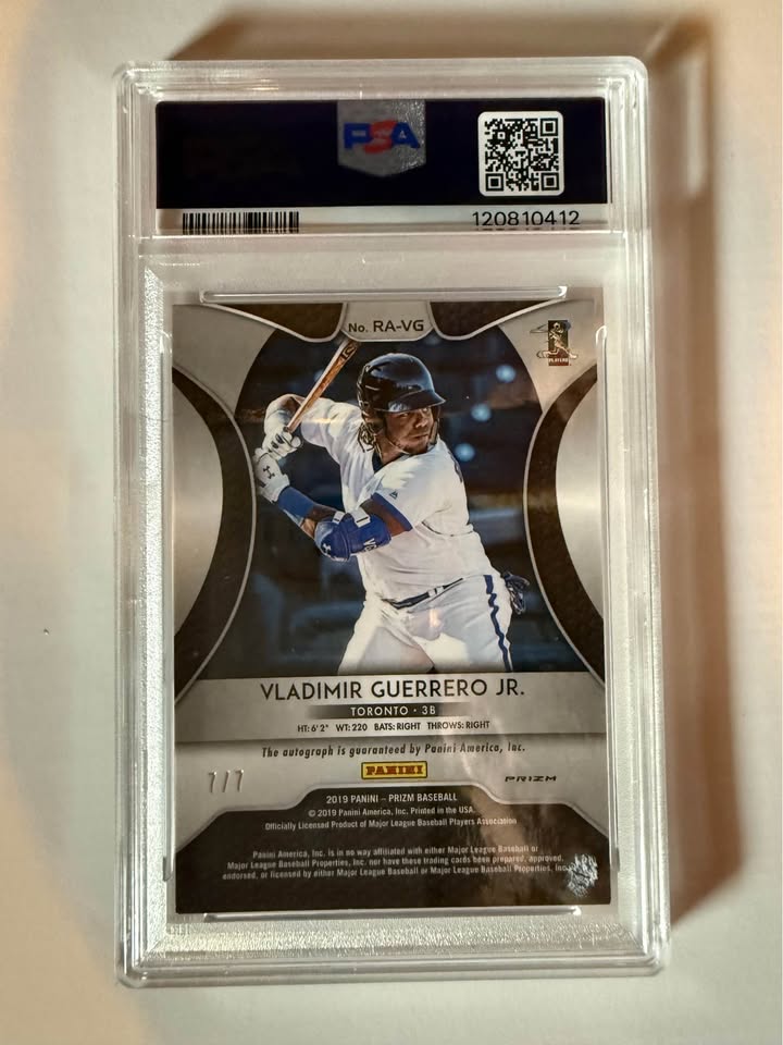 2019 Panini Prizm Vladimir Guerrero Jr. Rookie Auto Shimmer #7/7 PSA 8 Auto 10 – Rare Serial Numbered Baseball Card