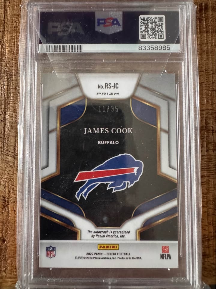 James Cook Select Rookie Signature /35 – Buffalo Bills Rare Auto Card