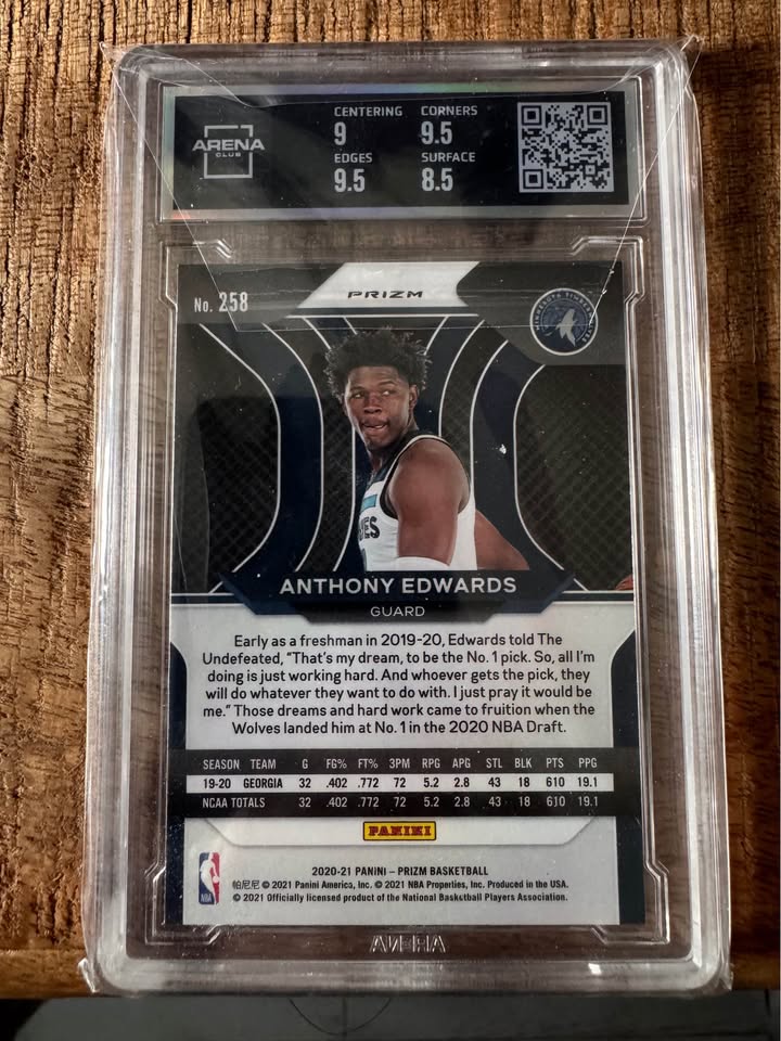 Anthony Edwards RC Purple Wave Prizm Graded 9 – High-End NBA Rookie Card