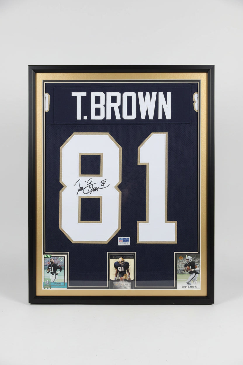 Tim Brown #81 Autographed Framed Jersey – Beckett Authenticated