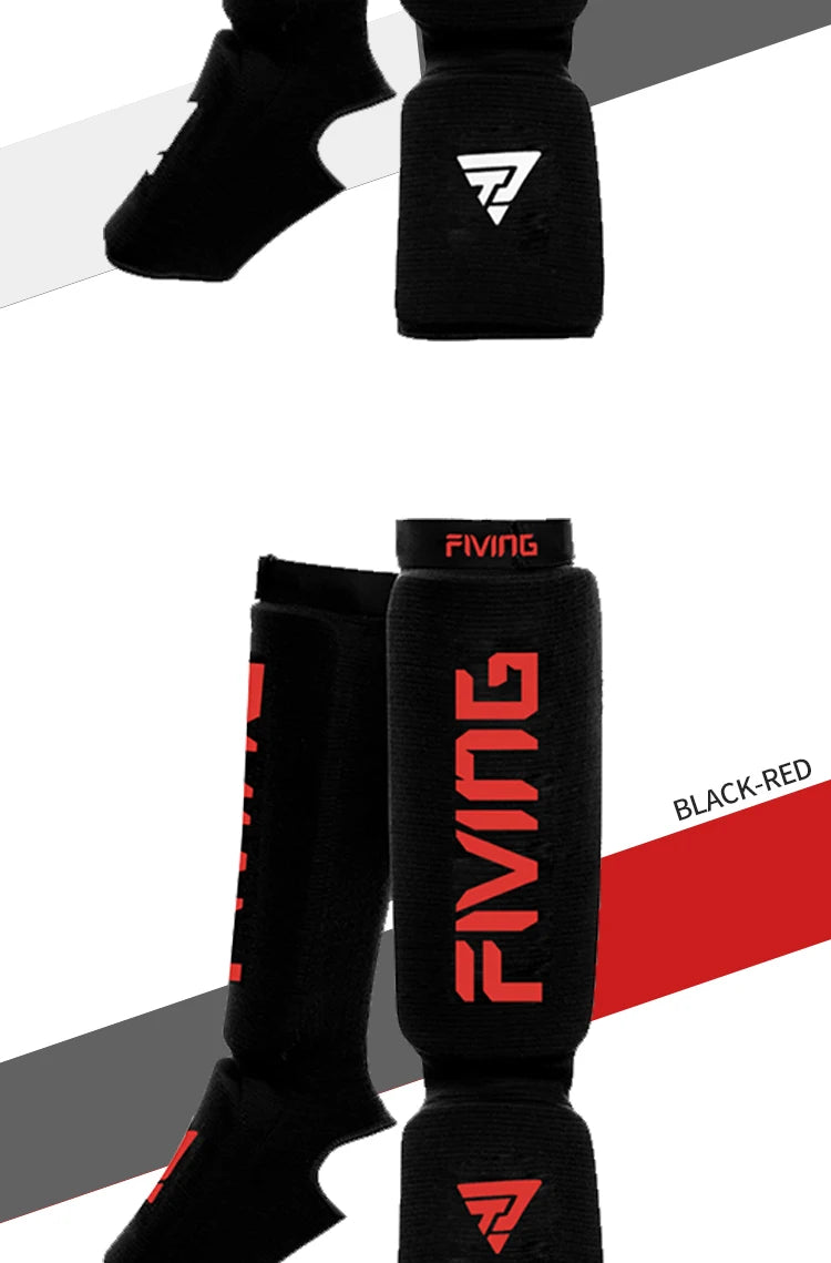 🥊 FIVING 1 Pair Shin & Instep Pads | MMA Leg Foot Guards for Muay Thai & Kickboxing | Hook & Loop Protectors