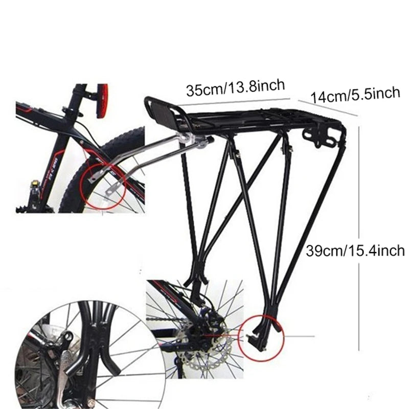 🚲 Aluminum Alloy Bicycle Rack – Rear Luggage Carrier for MTB | Disc Brake & V-Brake Compatible 🌟