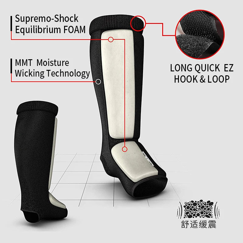 🥊 FIVING 1 Pair Shin & Instep Pads | MMA Leg Foot Guards for Muay Thai & Kickboxing | Hook & Loop Protectors