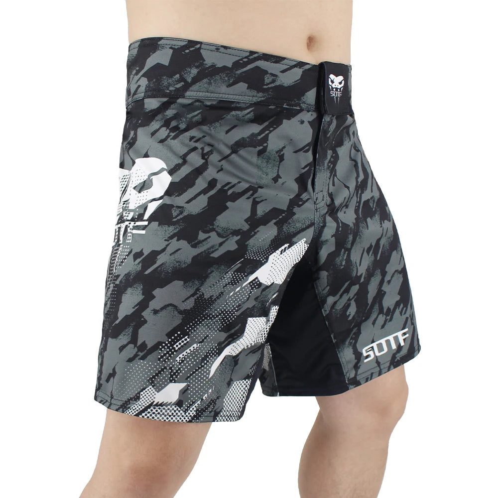 Men's Black & Grey Breathable Quick-Dry Boxing Shorts – Muay Thai & MMA Training Gear