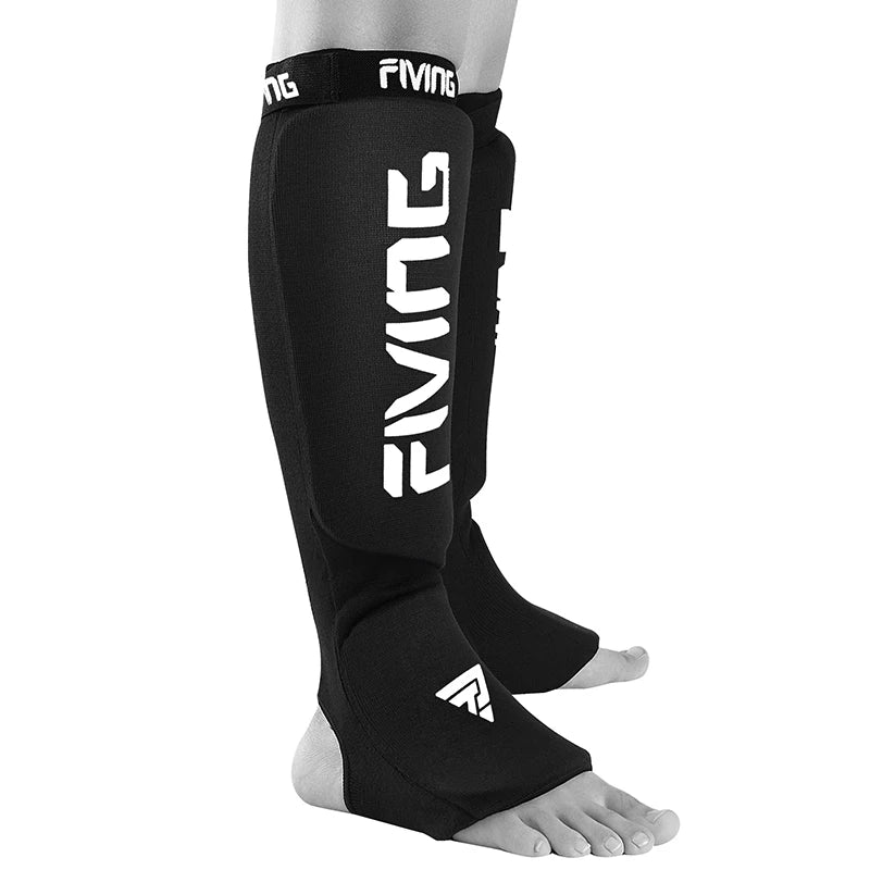 🥊 FIVING 1 Pair Shin & Instep Pads | MMA Leg Foot Guards for Muay Thai & Kickboxing | Hook & Loop Protectors