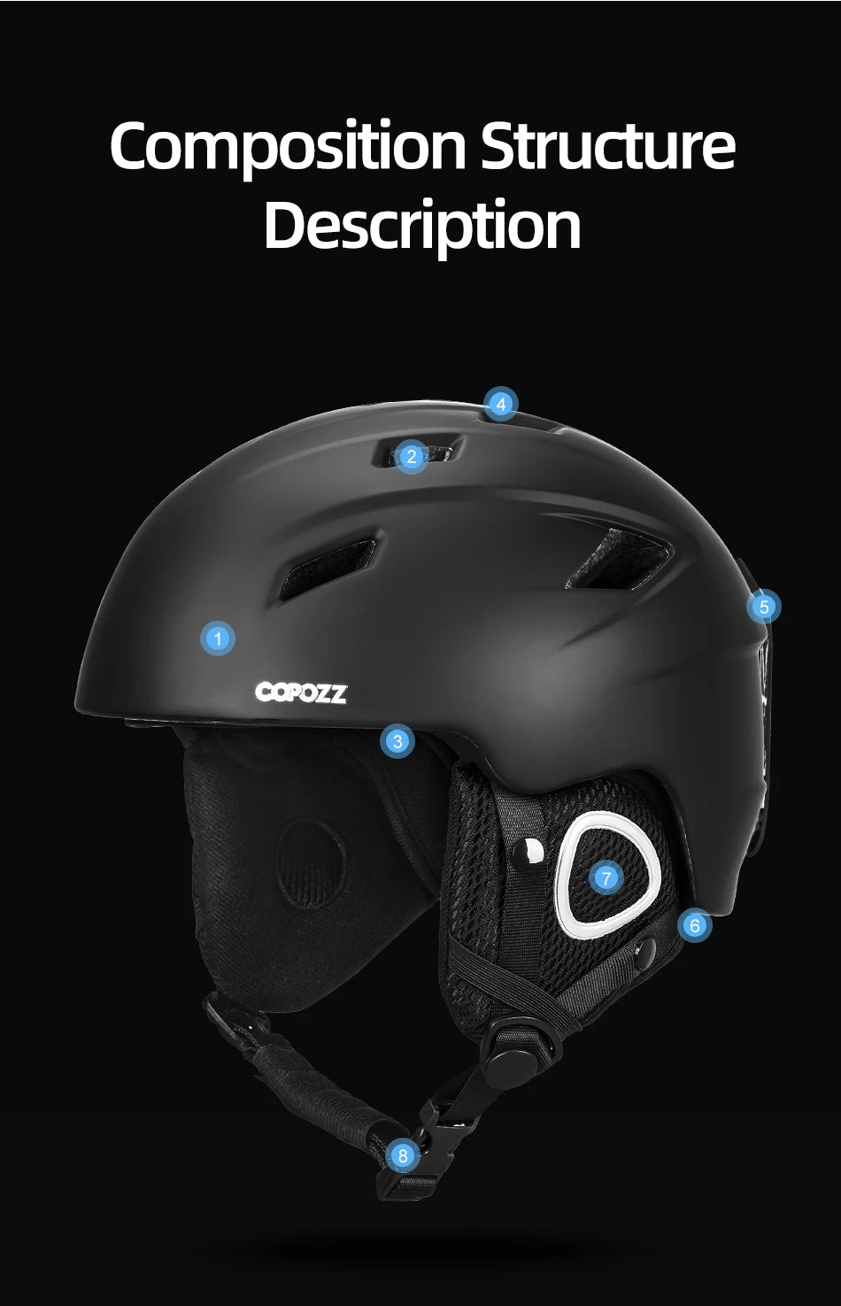 ❄️ Copozz Ski Helmet | Half-Coverage Snowboard & Moto Safety Helmet | Winter Warm Helmet for Men, Women, Adults & Kids