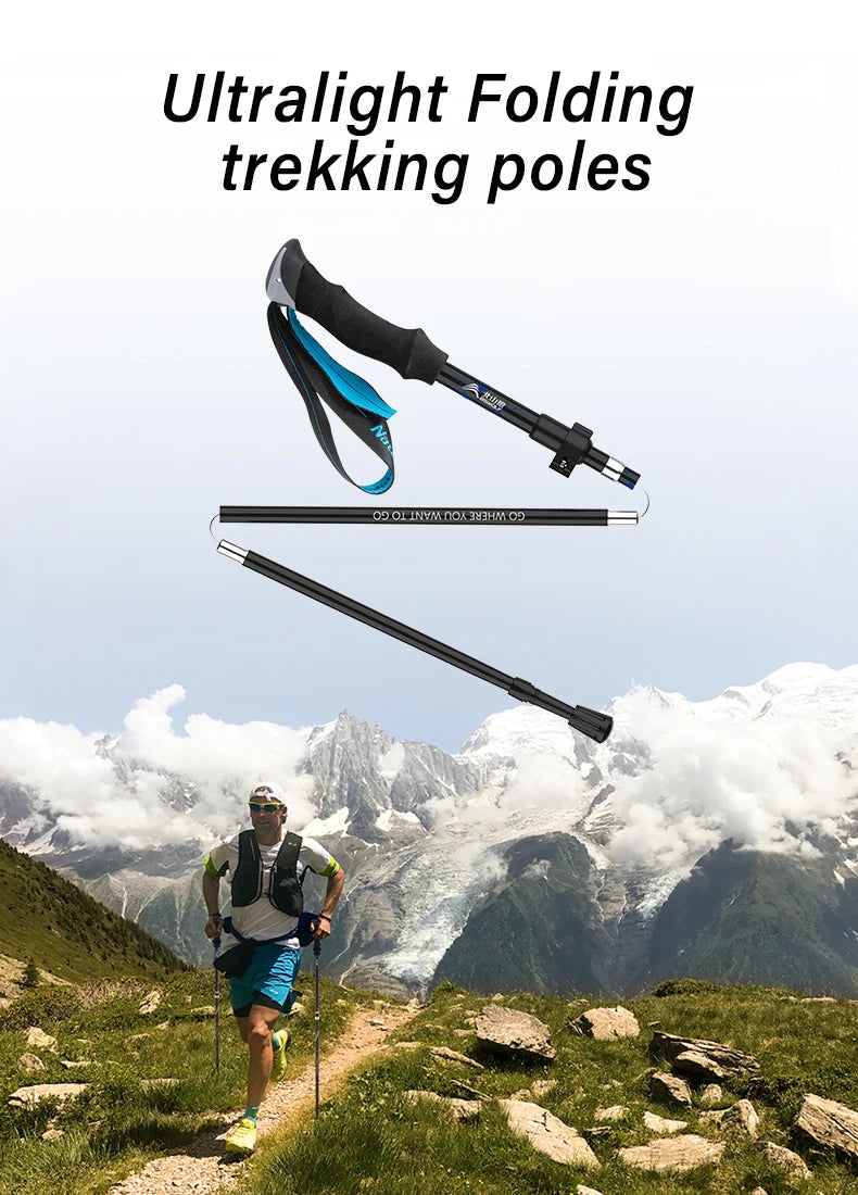 🥾 2Pcs Ultralight Trekking Poles | Folding Aluminum Walking Sticks | Hiking Canes for Nordic Walking