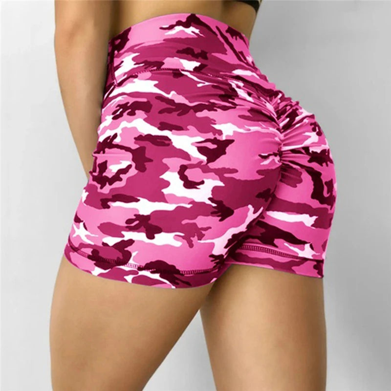 Women Short Ladies Summer Casual Camouflage Push Up Fitness Skinny Shorts Running Gym Stretch Sports Short Pants 2021 New