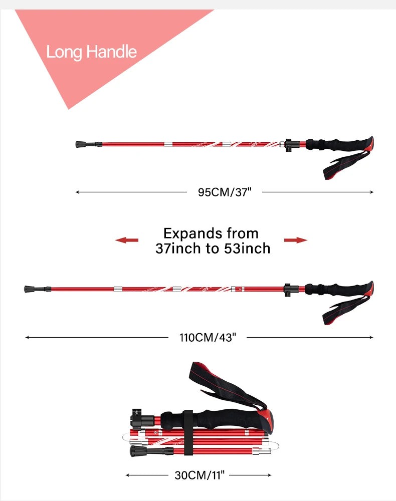 🥾 2Pcs Ultralight Trekking Poles | Folding Aluminum Walking Sticks | Hiking Canes for Nordic Walking