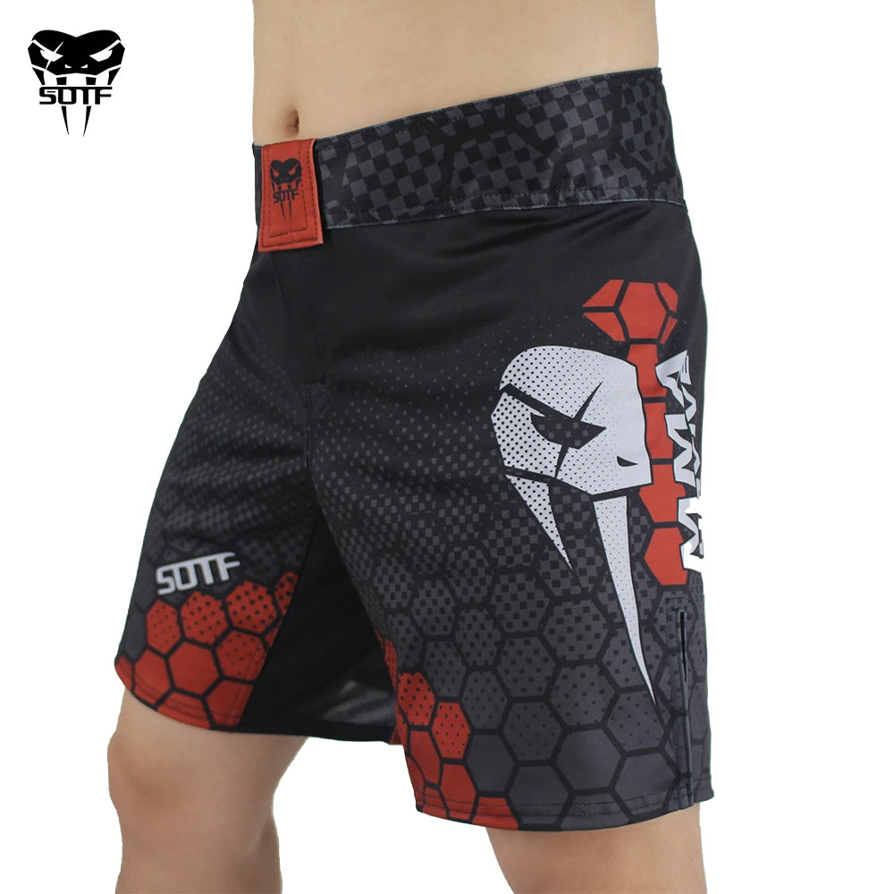 Men's Black & Grey Breathable Quick-Dry Boxing Shorts – Muay Thai & MMA Training Gear