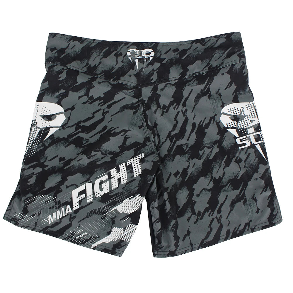 Men's Black & Grey Breathable Quick-Dry Boxing Shorts – Muay Thai & MMA Training Gear