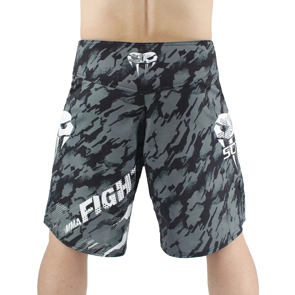 Men's Black & Grey Breathable Quick-Dry Boxing Shorts – Muay Thai & MMA Training Gear