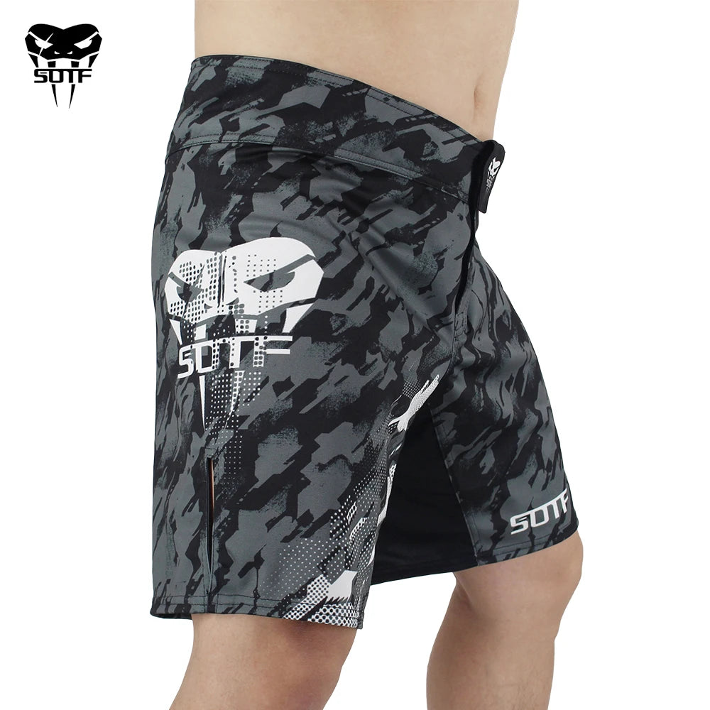 Men's Black & Grey Breathable Quick-Dry Boxing Shorts – Muay Thai & MMA Training Gear