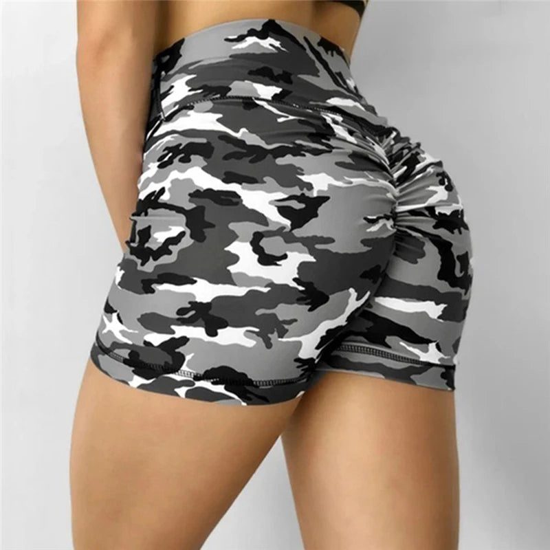 Women Short Ladies Summer Casual Camouflage Push Up Fitness Skinny Shorts Running Gym Stretch Sports Short Pants 2021 New