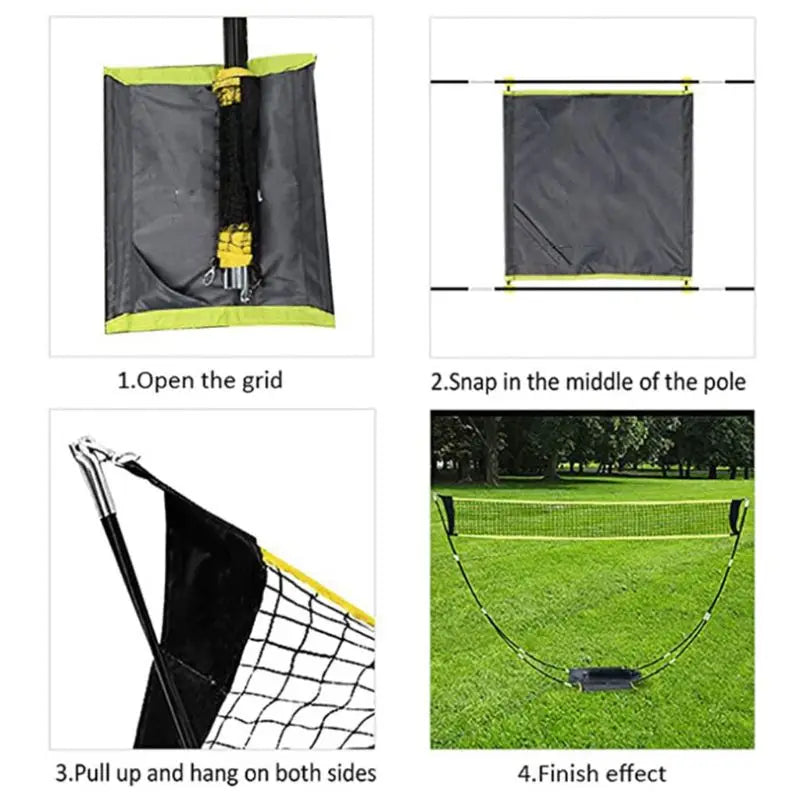 Portable Badminton Net with Stand Carry Bag - Versatile Folding Net for Volleyball, Tennis, and Badminton