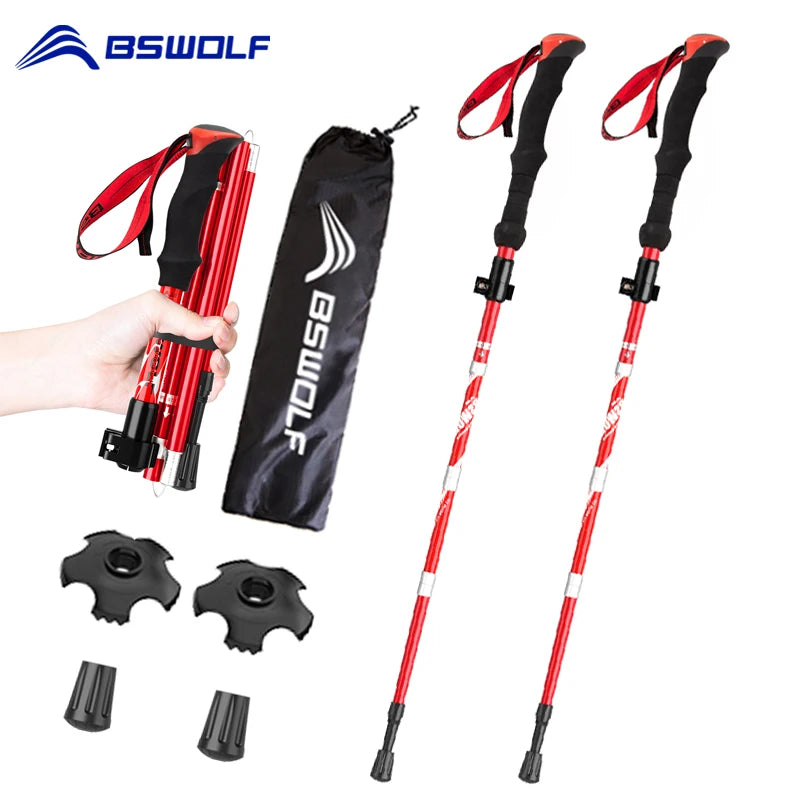 🥾 2Pcs Ultralight Trekking Poles | Folding Aluminum Walking Sticks | Hiking Canes for Nordic Walking