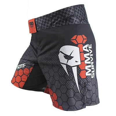 Men's Black & Grey Breathable Quick-Dry Boxing Shorts – Muay Thai & MMA Training Gear