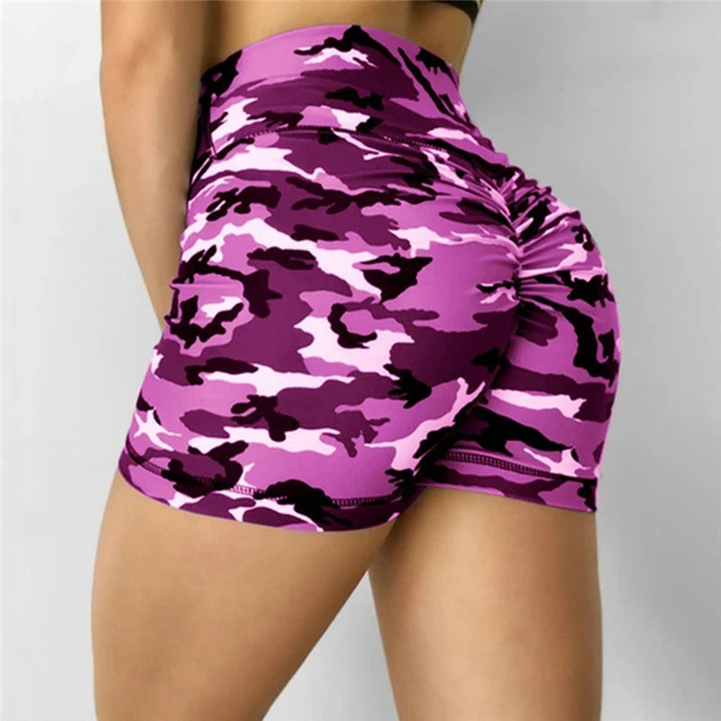 Women Short Ladies Summer Casual Camouflage Push Up Fitness Skinny Shorts Running Gym Stretch Sports Short Pants 2021 New