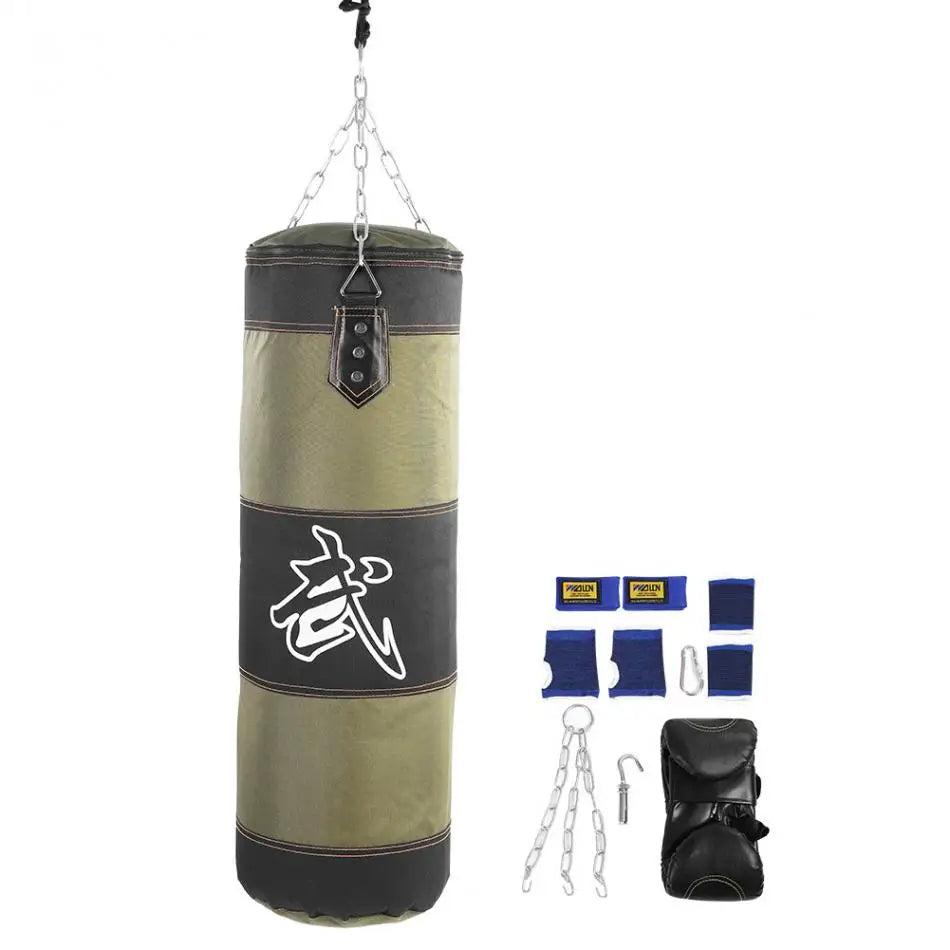 Heavy-Duty Hanging Boxing Sandbag Set – Ideal for Boxing, Kickboxing, and Karate Training – Includes Gloves & Wrist Guard 🥊