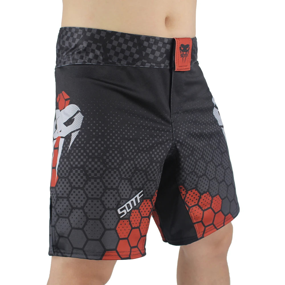 Men's Black & Grey Breathable Quick-Dry Boxing Shorts – Muay Thai & MMA Training Gear