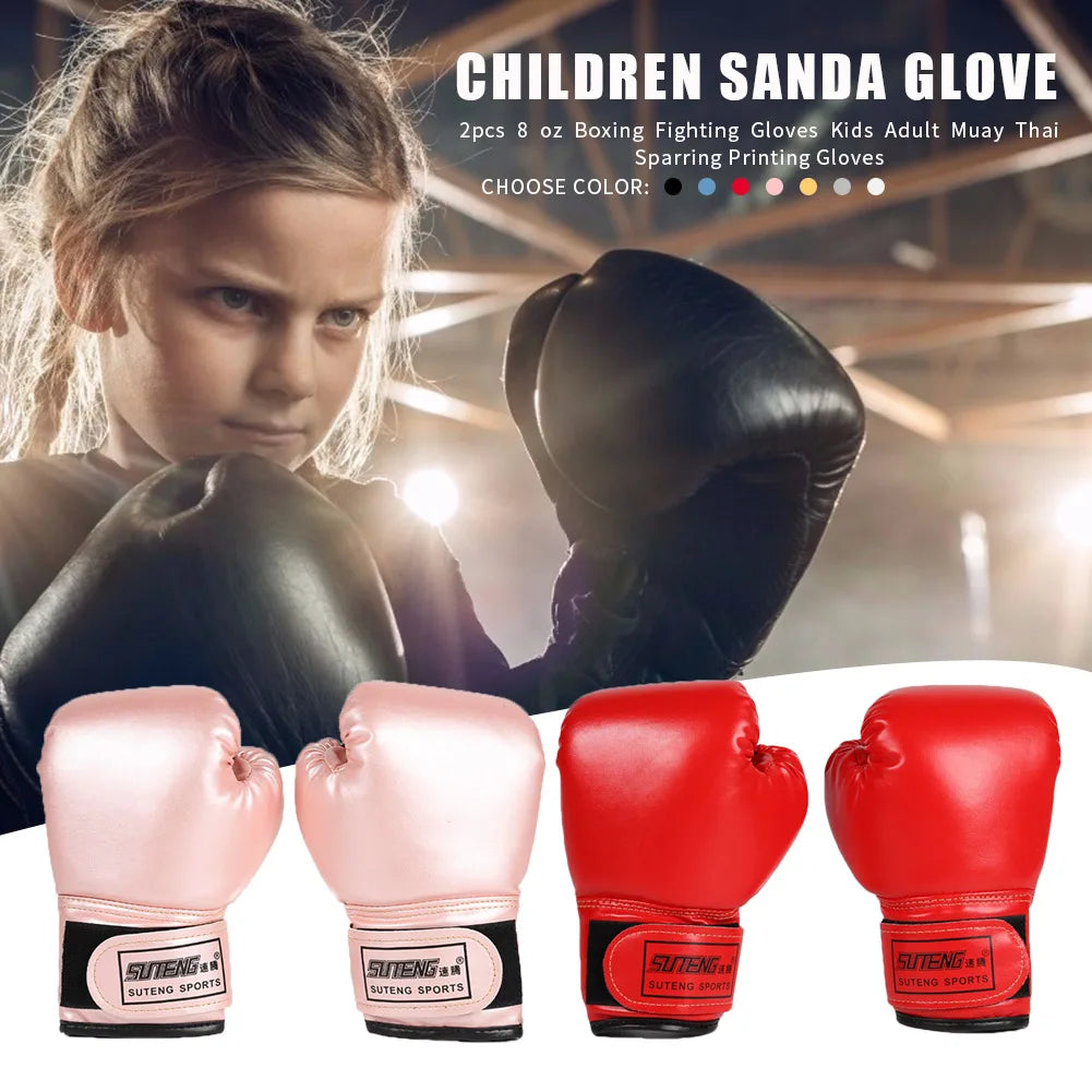 2pcs Professional Muay Thai Boxing Gloves - PU Leather, Breathable Training Mitts for Kids 🥊