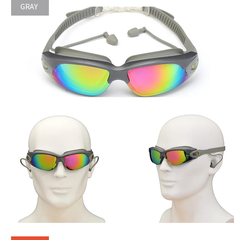 Professional Swimming Goggles: Electroplated, Waterproof with Earplugs & Nose Clip