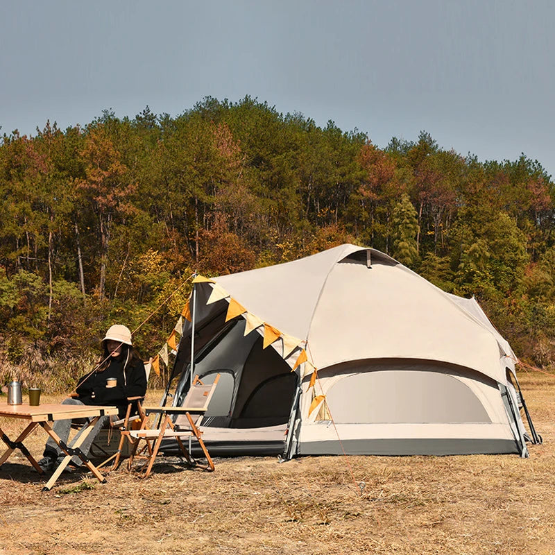 ⛺ Hexagonal Mushroom Outdoor Tent | Quick Open for 3-6 Person Family | UV Camping Awning & Beach Pergola