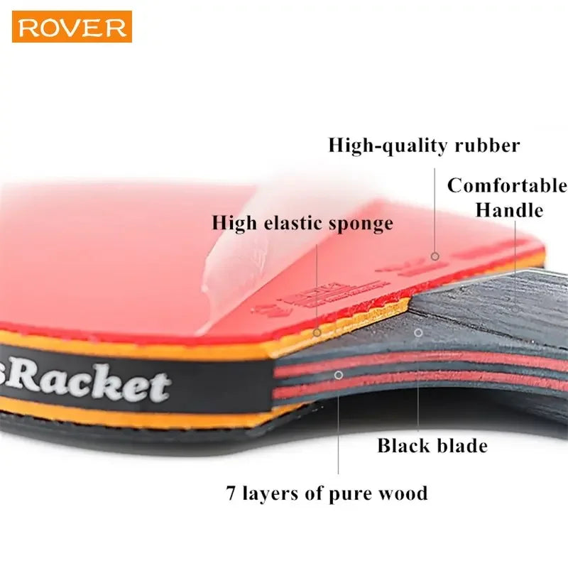 Professional 5/6 Star Table Tennis Racket Set - 2PCS with Pimples-In Rubber & High-Quality Blade