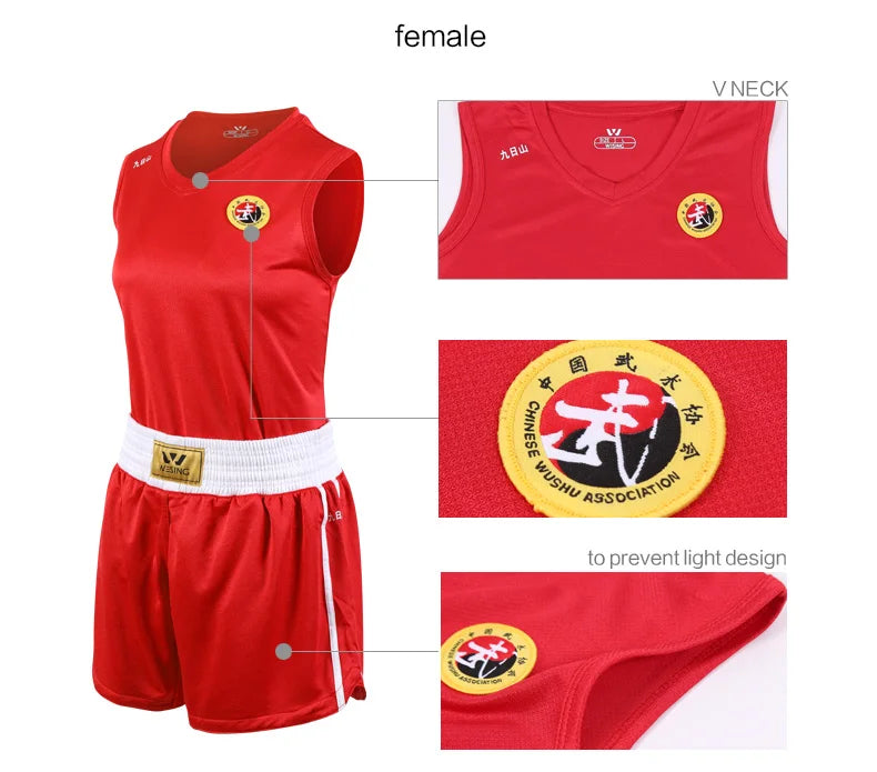 Wesing Sanda Wushu Suit | Breathable Uniform for Adults & Children | Red, Blue, Black | Perfect for Training & Competition