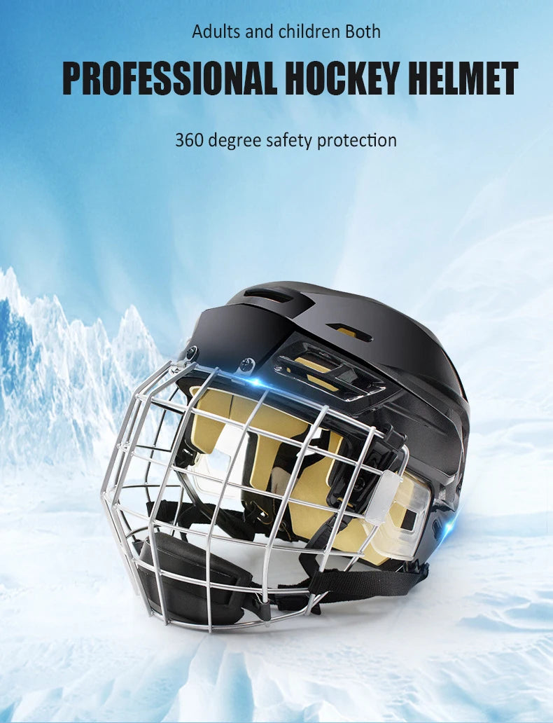 🏒 Adjustable Ice Hockey Helmet – Full Face Tactical Sports Helmet for Adult Safety & Protection!