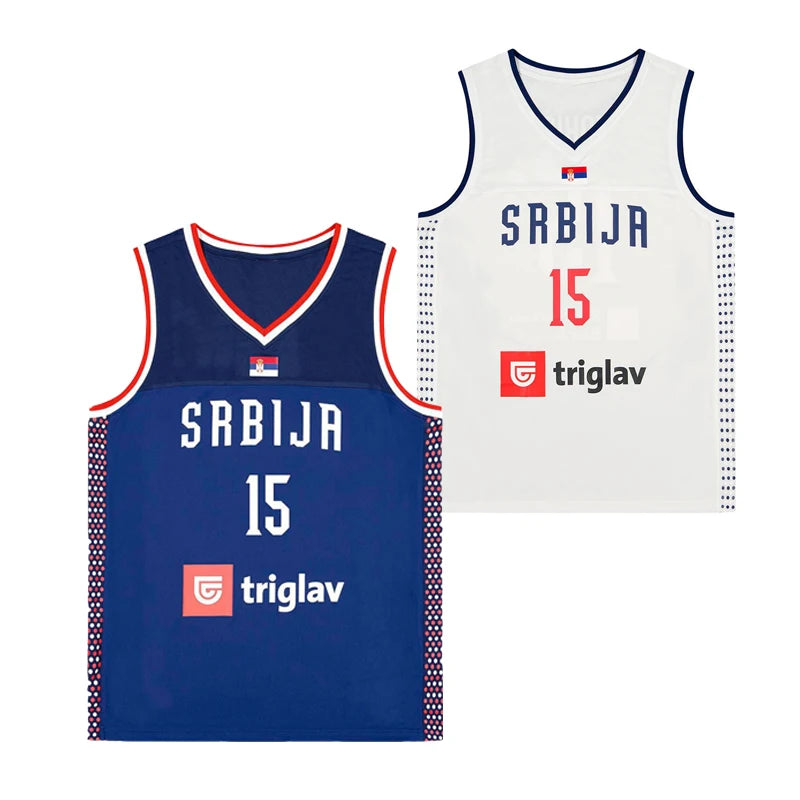 2024 Srbija 15 Jokic Basketball Jersey Navy White