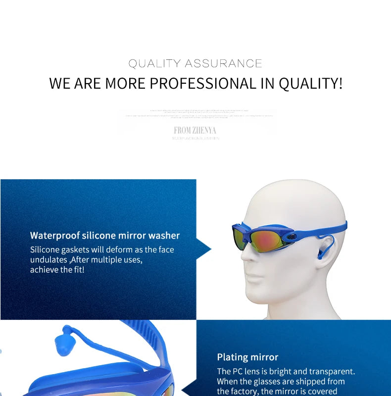 Professional Swimming Goggles: Electroplated, Waterproof with Earplugs & Nose Clip