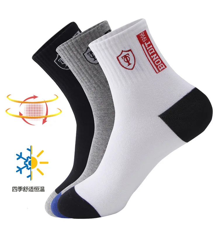 5 Pairs Spring And Fall Mens Sports Socks Summer Leisure Sweat Absorbent Comfortable Thin Breathable Basketball Meias EU 38-43