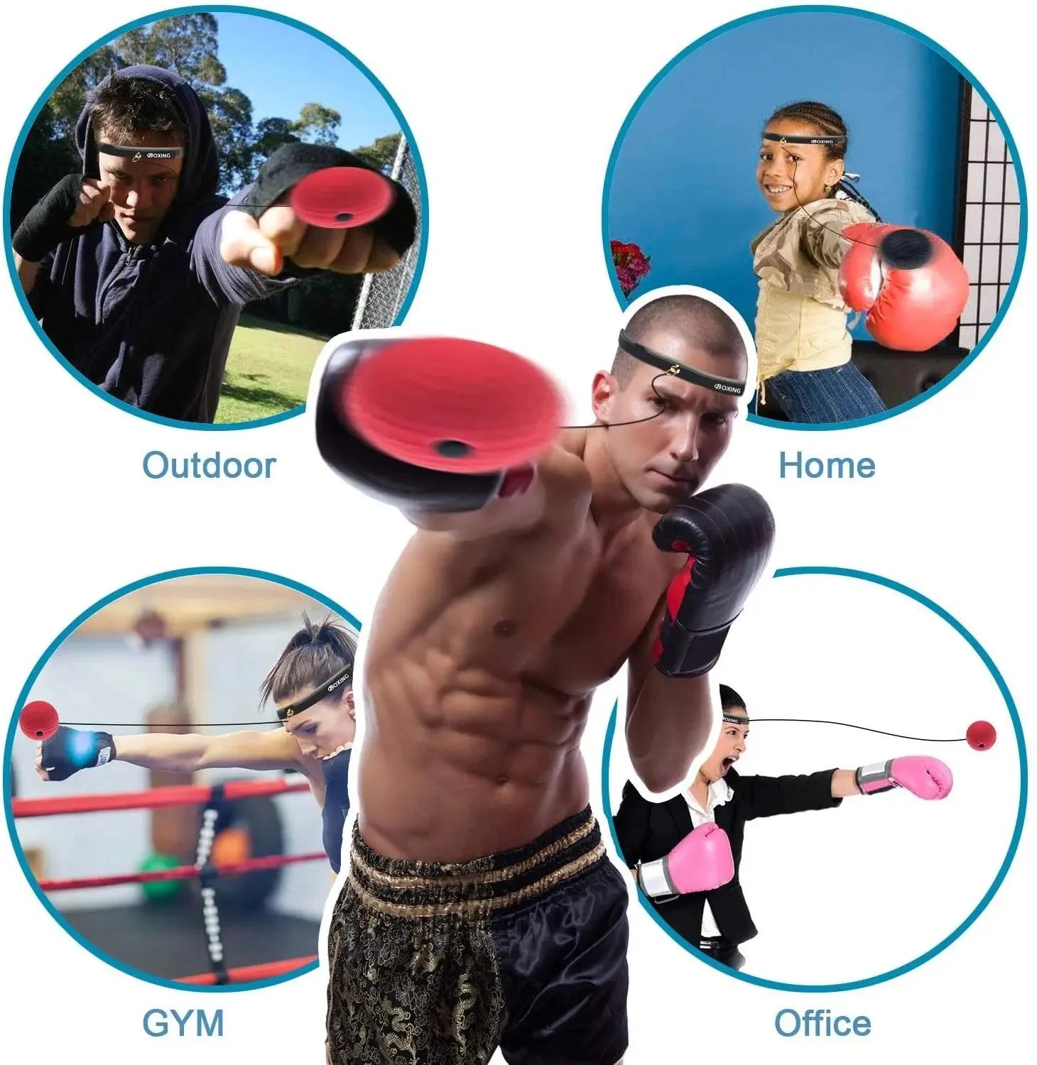 Boxing Reflex Ball Headband Punch Fighting Reaction Improve Reaction Speed Hand Eye Coordination Training Boxing Ball MMA Gear