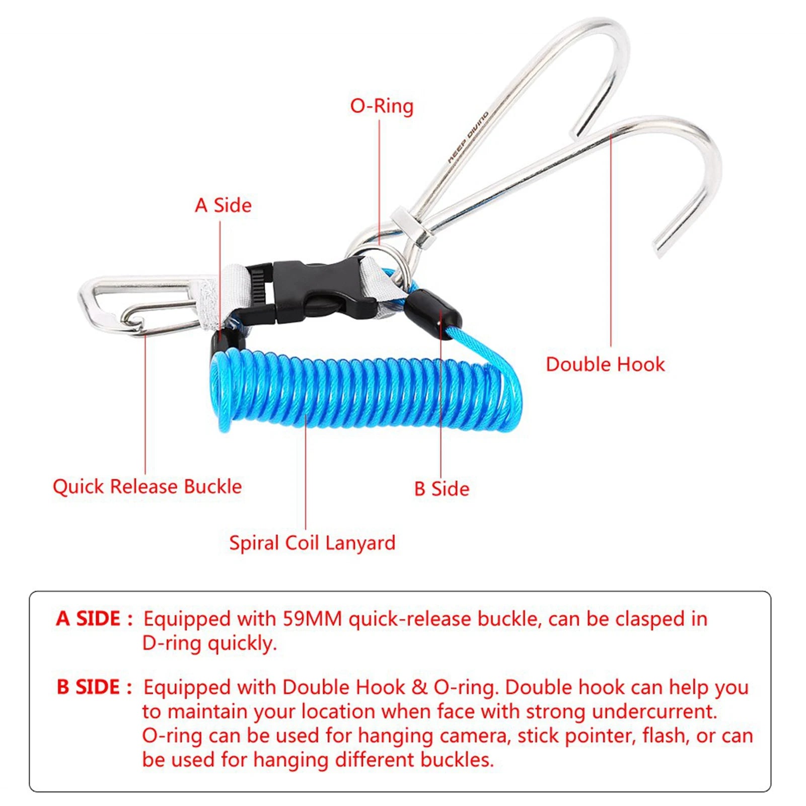 KEEP DIVING Stainless Steel Reef Hook for Diving Safety