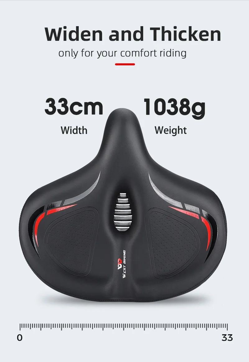 🚴‍♂️ WEST BIKING Widened & Thickened Bicycle Saddle – Soft Shock Absorption | Oversize MTB & Road Cycling Cushion 🌟