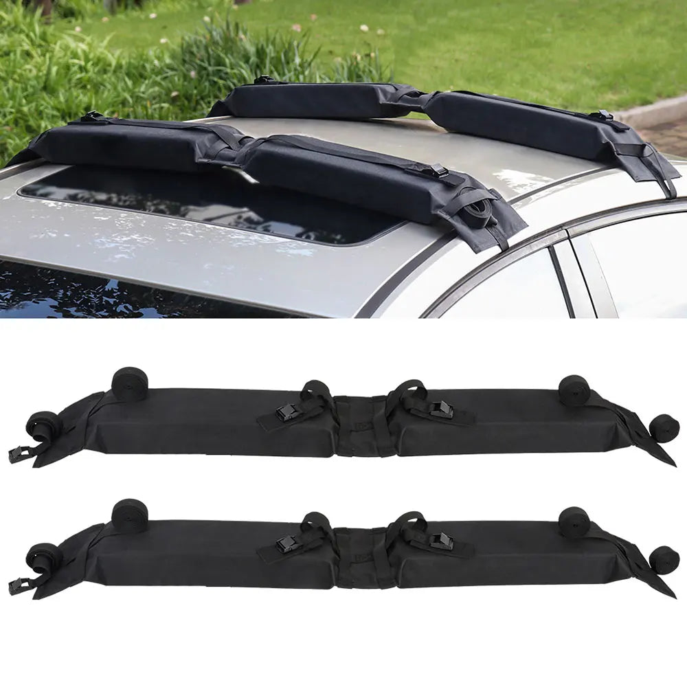 🚗 Car Soft Roof Rack Pads | Kayak, Surfboard, SUP, & Canoe Carrier | Cargo Tie Down Straps for SUVs